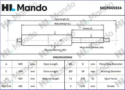 Амортизатор (упор) багажника MANDO MOP045934
