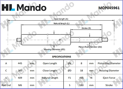 Амортизатор (упор) багажника MANDO MOP045961
