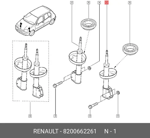 АМОРТ. ПЕР. CLIO II 8200662261 RENAULT