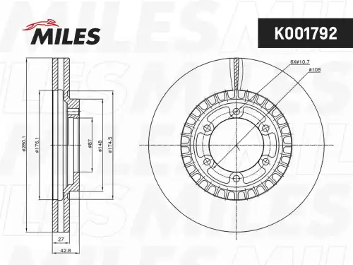 Тормозной диск MILES K001792