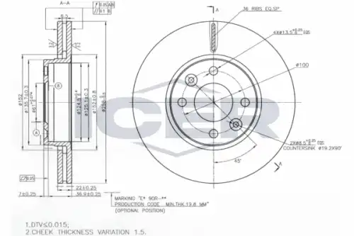 Тормозной диск ICER 78BD3110