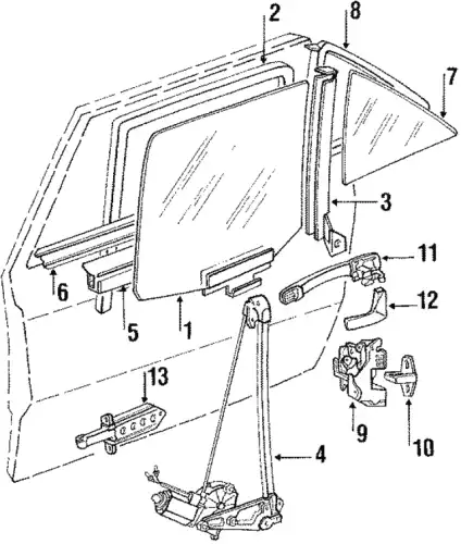 Window Regulator !Left \84>93 MB 190 E 2.3L L4 201 730 03 46