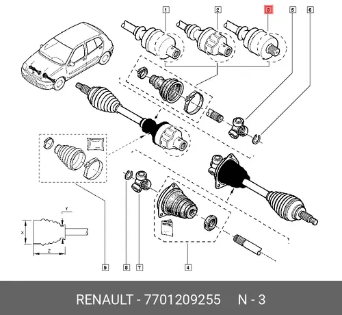 ПЫЛЬНИК ВН ПРИВОДА M2 7701209255 RENAULT