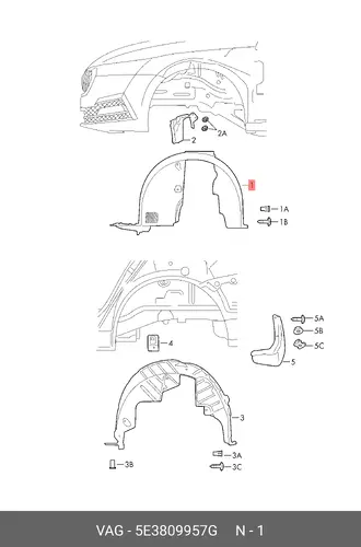 Подкрылок VAG 5E3809957G