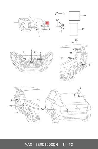 Табличка со значения 5E9010000N VAG
