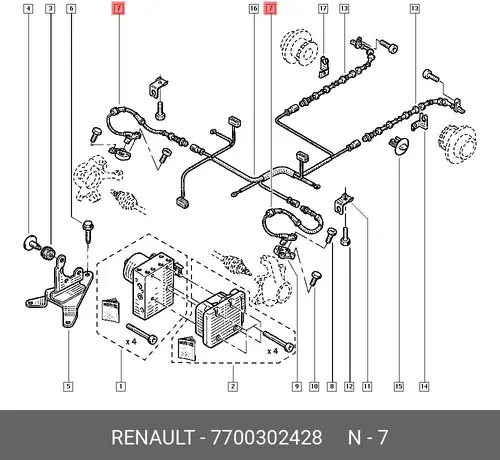 Датчик ABS RENAULT 7700302428