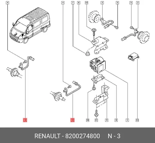 Датчик ABS RENAULT 8200274800