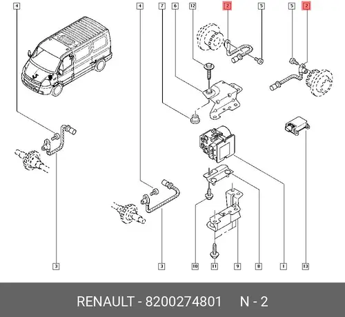 Датчик ABS RENAULT 8200274801