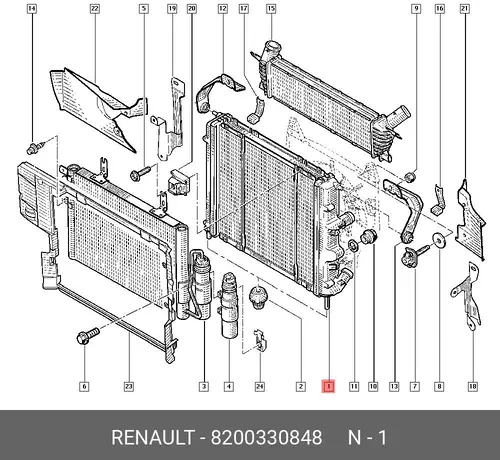 Радиатор системы охлаждения двигателя RENAULT 8200330848