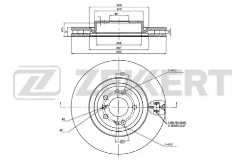 Тормозной диск ZEKKERT BS-6008B