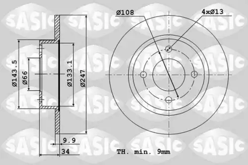 Тормозной диск SASIC 2464894J