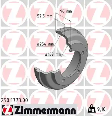 Тормозной барабан ZIMMERMANN 250.1773.00