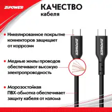 кабель! TYPE-C / TYPE-C, 1м\ PM6667 ZIPOWER