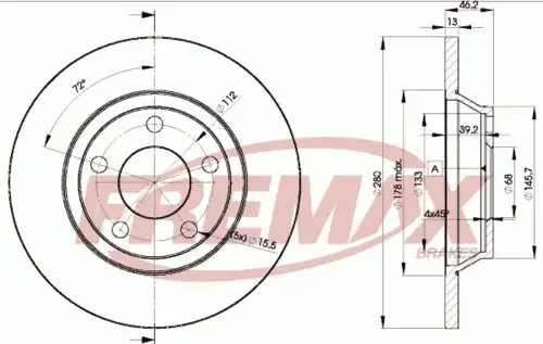 Тормозной диск FREMAX BD-4064 передняя ось