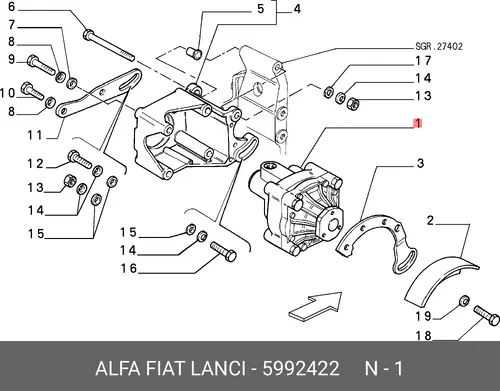 Насос гидроусилителя руля LANCIA 5992422