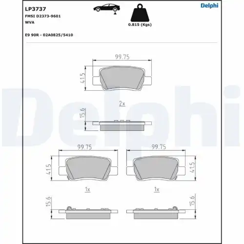 Тормозные колодки дисковые задняя ось DELPHI LP3737