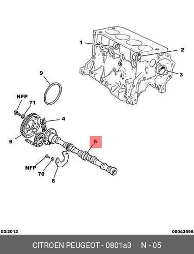 Распредвал PSA 0801 A3