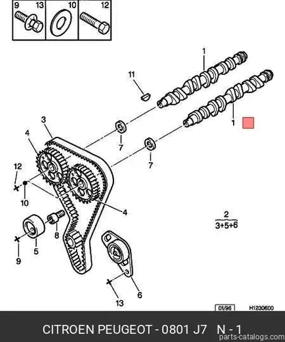 Распредвал PSA 0801 J7