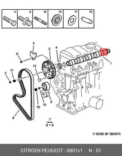 Распредвал PSA 0801 X1