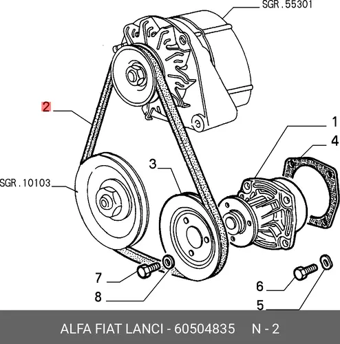 Ремень клиновой ALFA ROMEO 60504835