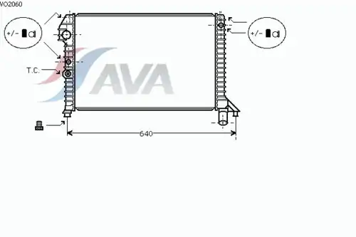Радиатор системы охлаждения двигателя AVA VO2060