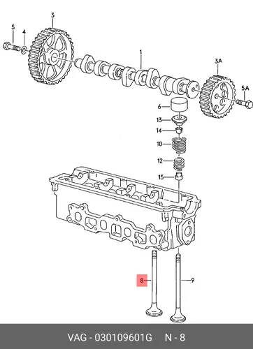клапан впускной VW 030109601G VAG