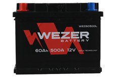 Аккумулятор WEZER WEZ60500L 60 Ач 500 А 242x175x190 мм 1 (+-) прямая