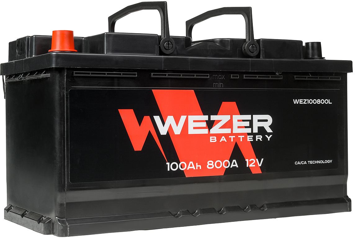 Аккумулятор WEZER WEZ100800L 100 Ач 800 А 353x175x190 мм 1 (+-) прямая