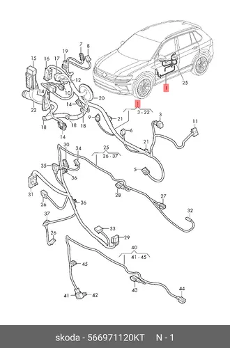 (8 гр.), (SKODA), HARNESS 566971120KT VAG