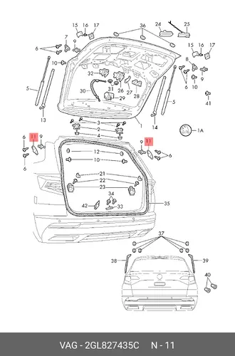 Амортизатор (упор) багажника VAG 2GL827435C