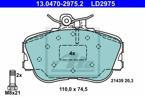 Тормозные колодки дисковые ATE 13.0470-2975.2