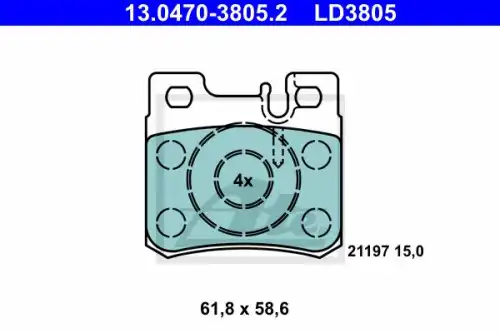 Тормозные колодки дисковые задняя ось ATE 13.0470-3805.2