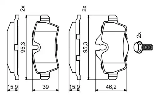 Тормозные колодки дисковые задняя ось BOSCH 0 986 494 242