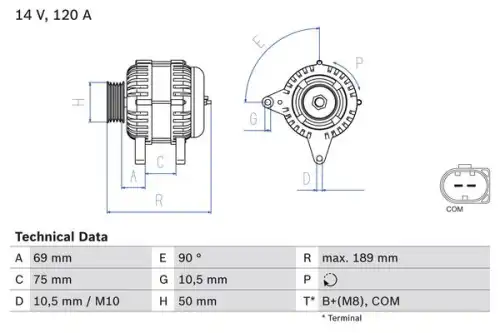 Генератор BOSCH 0 986 046 170
