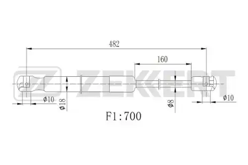 Амортизатор (упор) багажника ZEKKERT GF2509