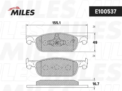 Тормозные колодки дисковые передняя ось MILES E100537