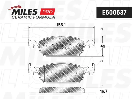 Тормозные колодки дисковые передняя ось MILES E500537