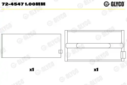 Подшипник коленвала 72-4547 1.00MM GLYCO