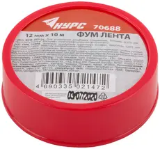ФУМ Лента, плотность 0,2 гр/см3, 12 мм x 10 м x 0,075 мм 70688 КУРС