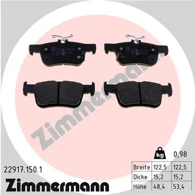 Тормозные колодки дисковые ZIMMERMANN 22917.150.1