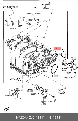 Прокладка коллектора MAZDA ZJ0113111