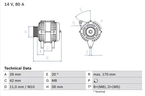 Генератор BOSCH 0 986 081 000