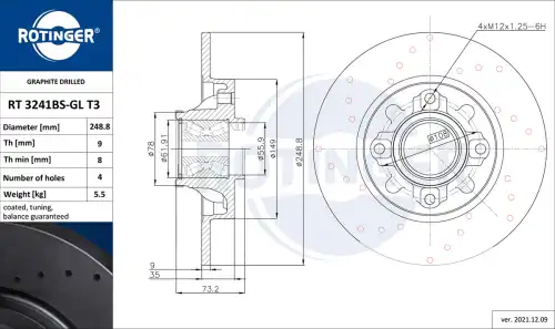 Тормозной диск ROTINGER RT 3241BS-GL T3