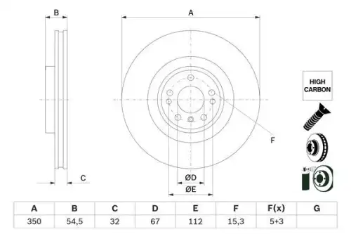 Тормозной диск BOSCH 0 986 479 E99 вентилируемый , передняя ось