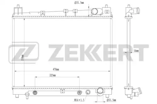 Радиатор системы охлаждения двигателя ZEKKERT MK-1582