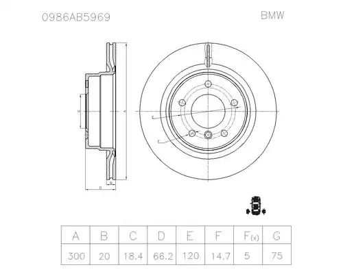 Тормозной диск BOSCH 0 986 AB5 969