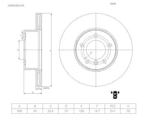 Тормозной диск BOSCH 0 986 AB5 949