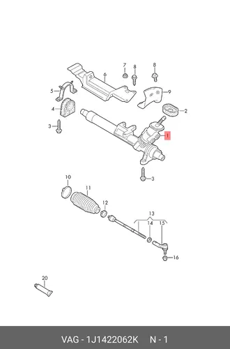Рулевая рейка VAG 1J1422062K