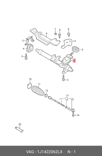 Рулевая рейка VAG 1J1422062LX