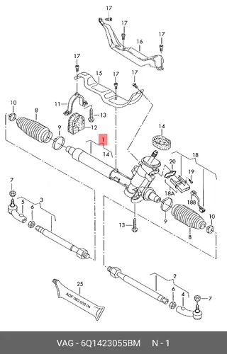 Рулевая рейка VAG 6Q1423055BM